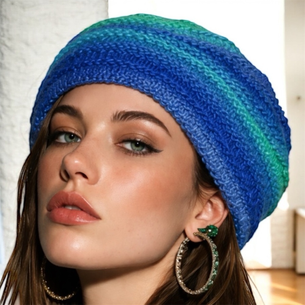 2 for $30 🆕Stylish Blue and Green Slouchy Beanie